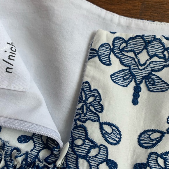 NEW N / Nicholas Embroidered Ruffle Mini Skirt  Blue White Size US 0 -RV $275 - Picture 7 of 9